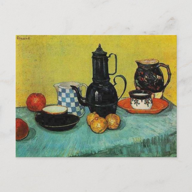 Cartão Postal Vincent van Gogh Blue Enamel Pote de café (Frente)