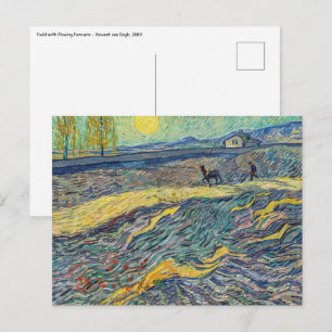 Cartão Postal Vincent van Gogh - Campo com agricultores a lavrar