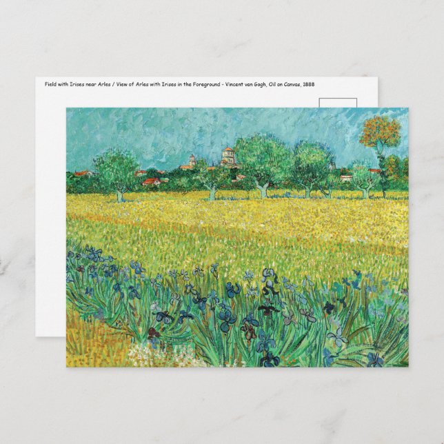 Cartão Postal Vincent van Gogh - Campo com irlandeses perto de A (Frente/Verso)