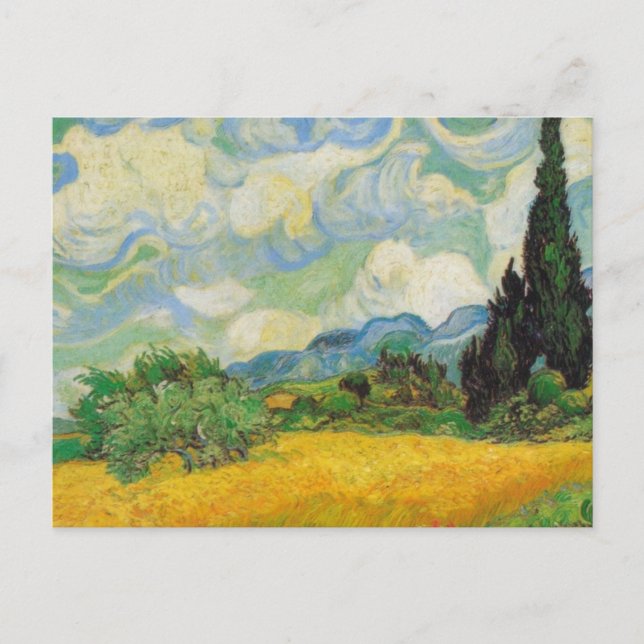 Cartão Postal Vincent Van Gogh - Campo de Trigo com Cipras (Frente)