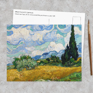 Cartão Postal Vincent Van Gogh - Campo de Trigo com Ciprestes