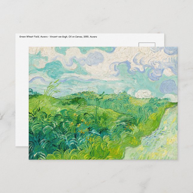 Cartão Postal Vincent van Gogh - Campo de Trigo Verde, Auvers (Frente/Verso)