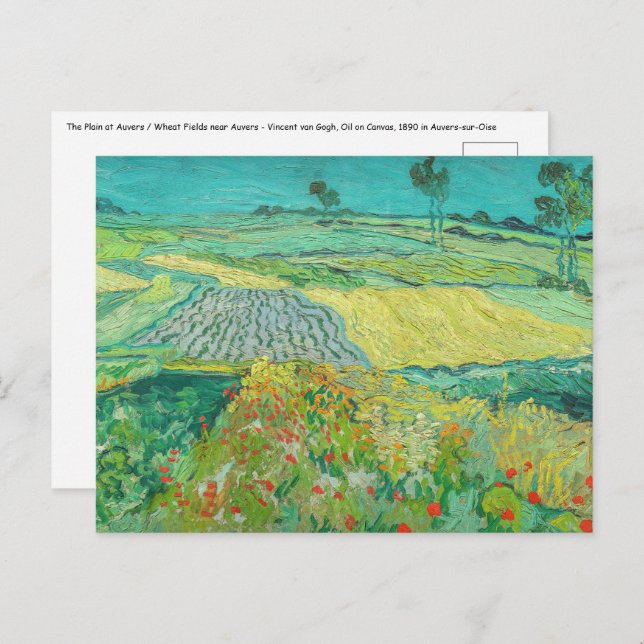 Cartão Postal Vincent van Gogh - Campos de trigo perto de Auvers (Frente/Verso)