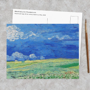 Cartão Postal Vincent van Gogh - Campos de trigo sob nuvens de t