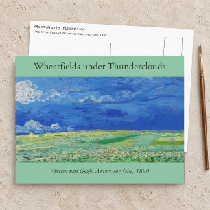 Cartão Postal Vincent van Gogh - Campos de trigo sob nuvens de t