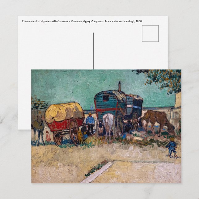 Cartão Postal Vincent Van Gogh - Caravanas, Acampamento Cigano p (Frente/Verso)
