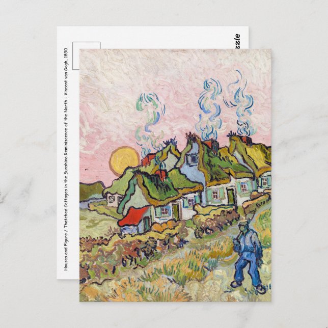Cartão Postal Vincent van Gogh - Casas e Figura (Frente/Verso)