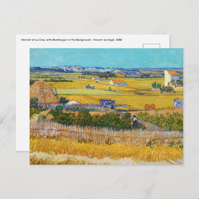 Cartão Postal Vincent van Gogh - Colheita em La Crau (Frente/Verso)