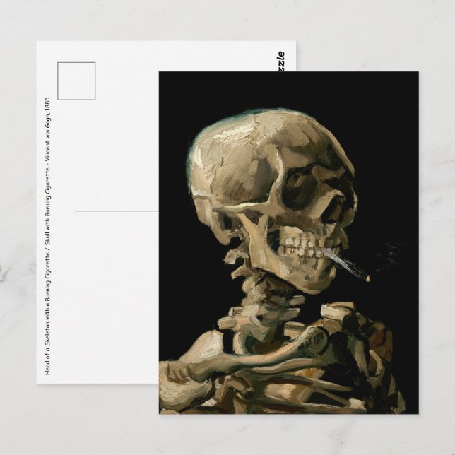 Cartão Postal Vincent van Gogh - Crânio com Cigarro Aceso (Frente/Verso)