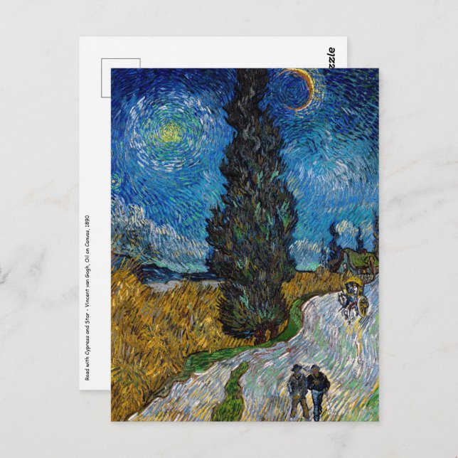 Cartão Postal Vincent van Gogh - Estrada com Cypress e Star (Frente/Verso)