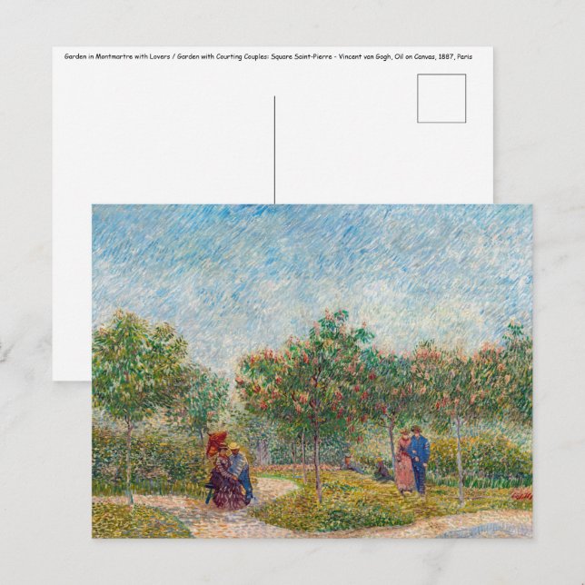 Cartão Postal Vincent van Gogh - Jardim em Montmarte com Namorad (Frente/Verso)