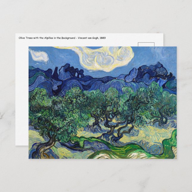 Cartão Postal Vincent van Gogh - Oliveiras com os Alpilles (Frente/Verso)