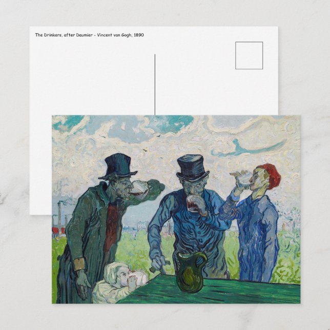 Cartão Postal Vincent van Gogh - Os Bebedores, segundo Daumier (Frente/Verso)