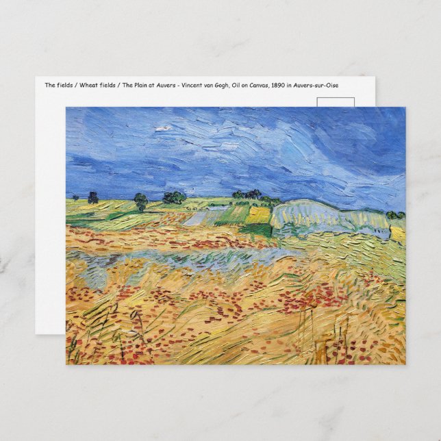 Cartão Postal Vincent van Gogh - Os campos / planície em Auvers (Frente/Verso)