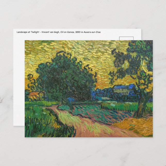 Cartão Postal Vincent van Gogh - Paisagem em Twilight (Frente/Verso)
