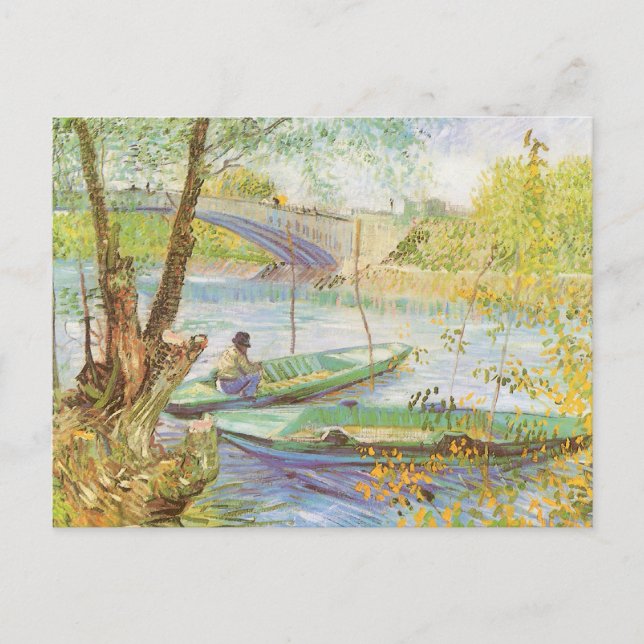 Cartão Postal Vincent van Gogh, Pesca em Primavera, Pont de Clic (Frente)