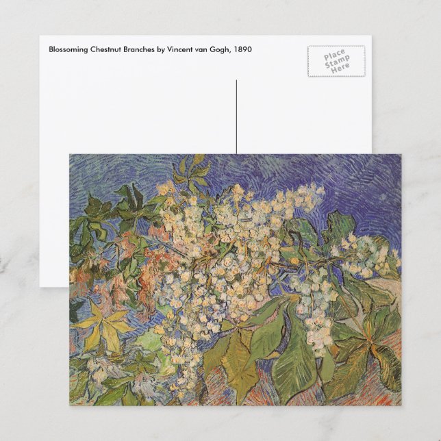 Cartão Postal Vincent van Gogh - Ramos de Castanheira em Flor (Frente/Verso)