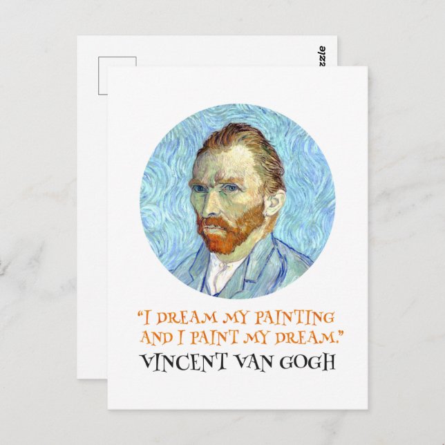 Cartão Postal Vincent Van Gogh Retrato com Citação (Frente/Verso)