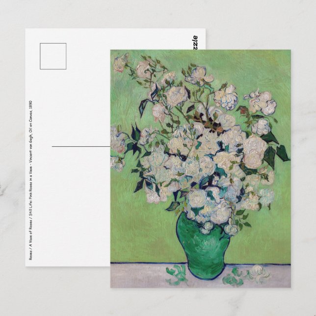Cartão Postal Vincent van Gogh - Rosas (Frente/Verso)