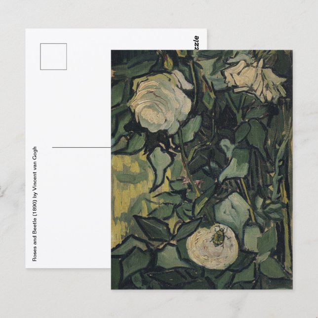 Cartão Postal Vincent van Gogh - Rosas e Besouro (Frente/Verso)