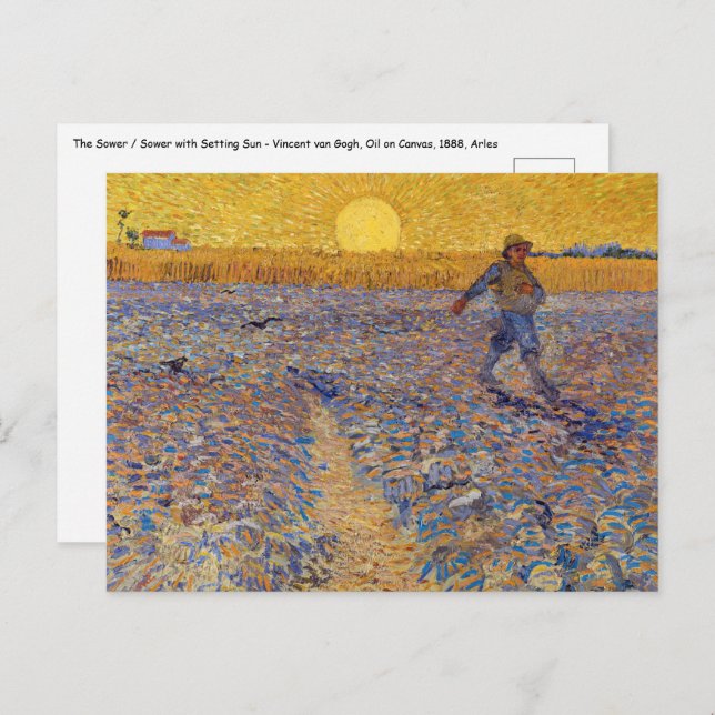 Cartão Postal Vincent van Gogh - Semeador com Sol Poente (Frente/Verso)