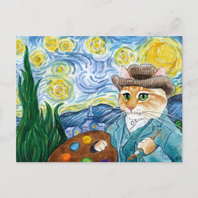 Cartão postal Vincent Van Gogh Starry Night (Frente)