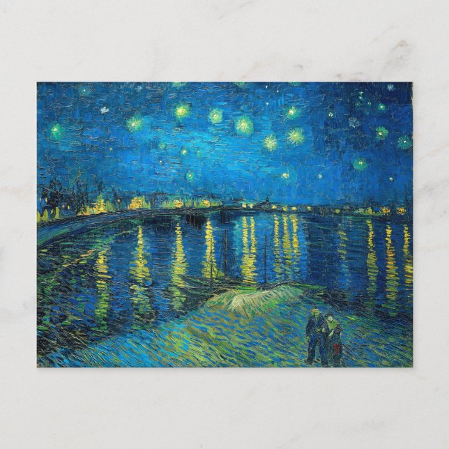Cartão Postal Vincent Van Gogh Starry Night Sobre O Ródano (Frente)