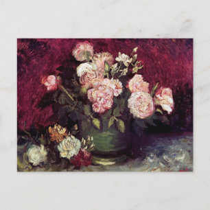 Cartão Postal Vincent Van Gogh - Tigela com Peônias e Rosas