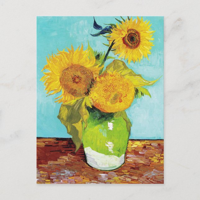 Cartão Postal Vincent Van Gogh Três Girassóis em um vaso (Frente)