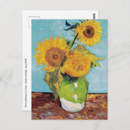 Cartão Postal Vincent Van Gogh - Três Girassóis num Vaso