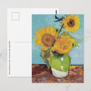 Cartão Postal Vincent Van Gogh - Três Girassóis num Vaso