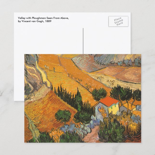 Cartão Postal Vincent van Gogh - Vale com Lavrador (Frente/Verso)