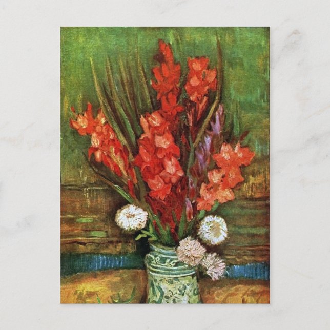 Cartão Postal Vincent van Gogh - Vase com Gladioli Vermelho (Frente)