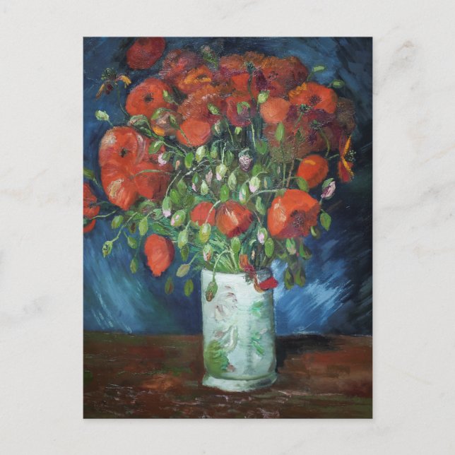 Cartão Postal Vincent van Gogh Vase com Pintura de Poppies (Frente)