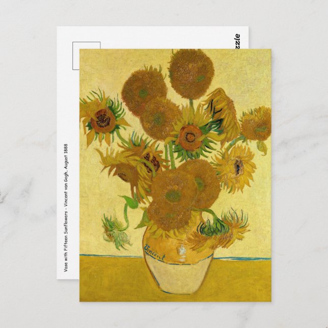 Cartão Postal Vincent van Gogh - Vase com Quinze Girassóis (Frente/Verso)