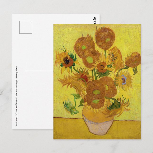 Cartão Postal Vincent van Gogh - Vase com Quinze Girassóis (Frente/Verso)