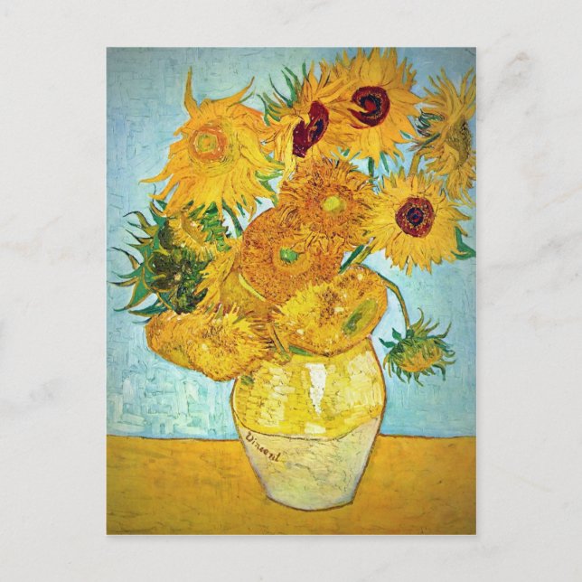 Cartão Postal Vincent van Gogh - vaso com 12 girassóis (Frente)