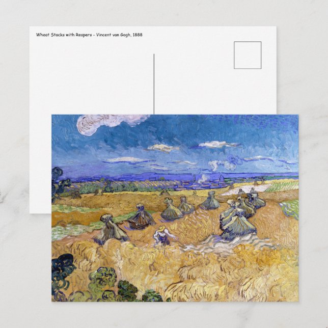 Cartão Postal Vincent van Gogh - Wheat Stacks with Reapers (Frente/Verso)