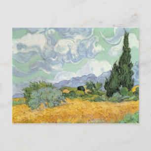 Cartão Postal Vincent van Gogh Wheatfield com ciprestes, 1889