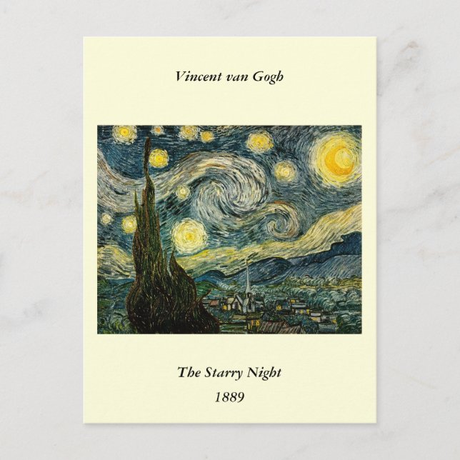 Cartão Postal Vincent van Gogh's The Starry Night (1889) (Frente)