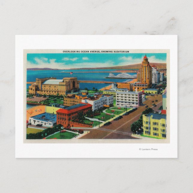 Cartão Postal Vingando a Avenida Oceânica, mostrando Auditório (Frente)