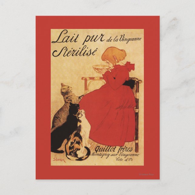 Cartão Postal Vingeanne Milk Girl com Gatos (Frente)