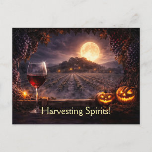 Cartão Postal Vinha de vinho de Halloween Winery Divertido