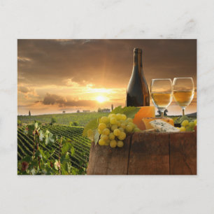 Cartão Postal Vinho Branco Com Cano No Vinear De Chianti