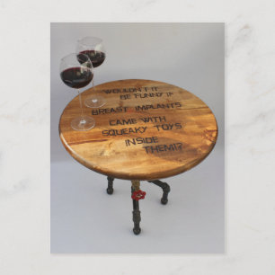 Cartão Postal Vinho Divertido E Cartão-Postal De Implantes!