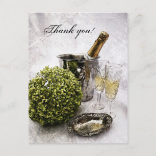 Cartão Postal Vinho espumante e balas de cristal - obrigado-te!