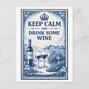 Cartão Postal Vinho "Keep Calm" em estilo vintage