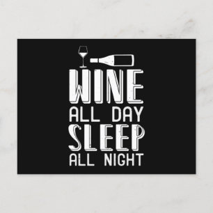 Cartão Postal Vinho - O Vinho Dorme O Dia Todo A Noite