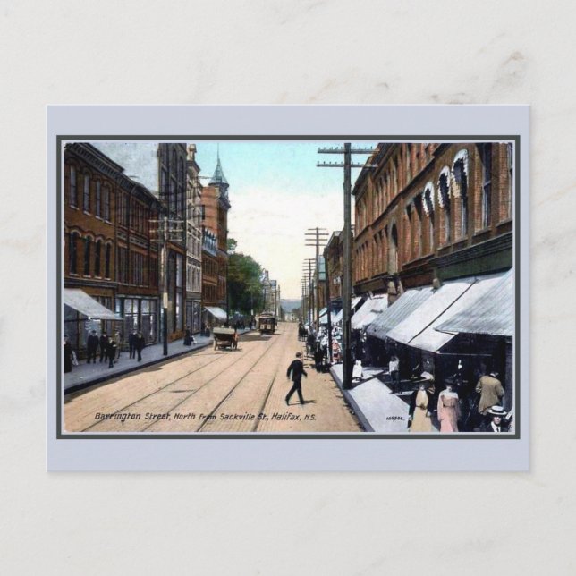 Cartão Postal Vintage 1890s Barrington Street Halifax NS (Frente)