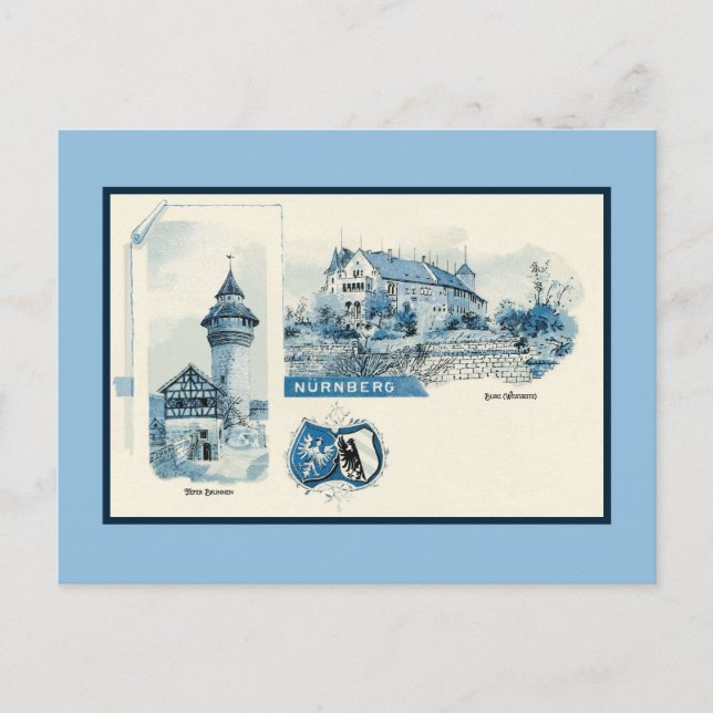 Cartão Postal Vintage 1890s lito Nuernberg Nuremberg (Frente)